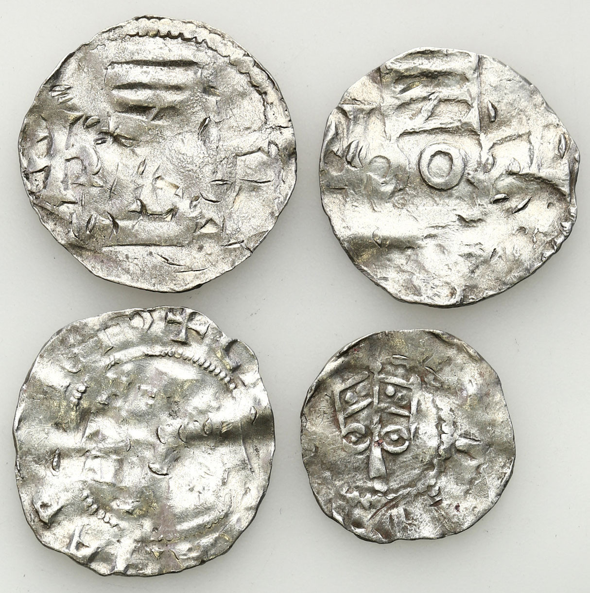 Niemcy, Dolna Lotaryngia - Kolonia, X/XI wiek. Denar typu kolońskiego i ich naśladownictwa, zestaw 4 monet